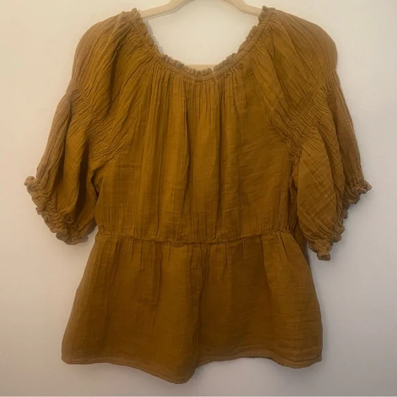 Old Navy Mustard Yellow Peasant Top - Picture 2 of 4